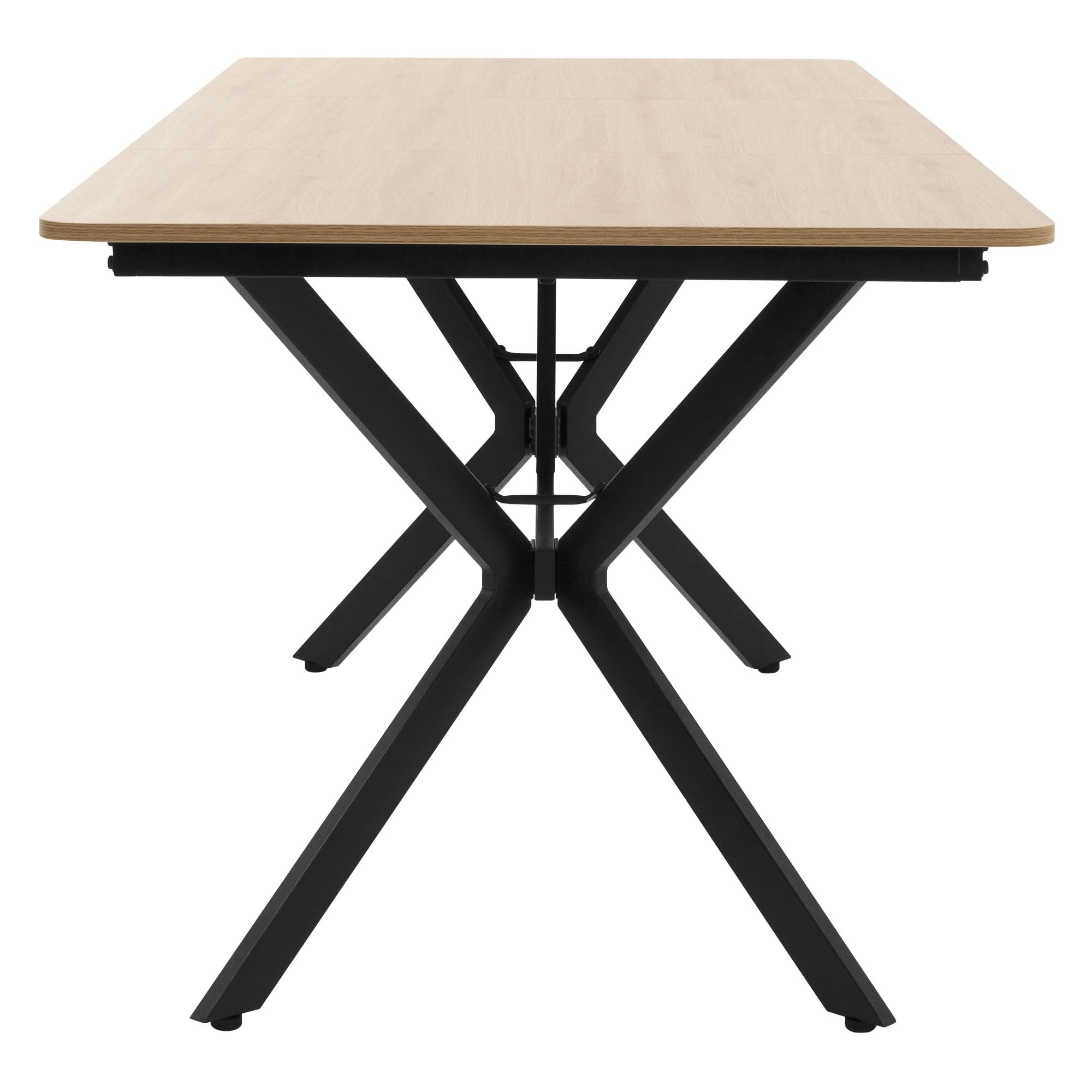 ML-Design Mesa de Comedor Marrón Claro 180x80x75 cm Rectangular para Seis Personas, Mueble para Cocina Salón, Estructura de Acero, Diseño Industrial Moderno, Patas Atornillables Regulables en Altura