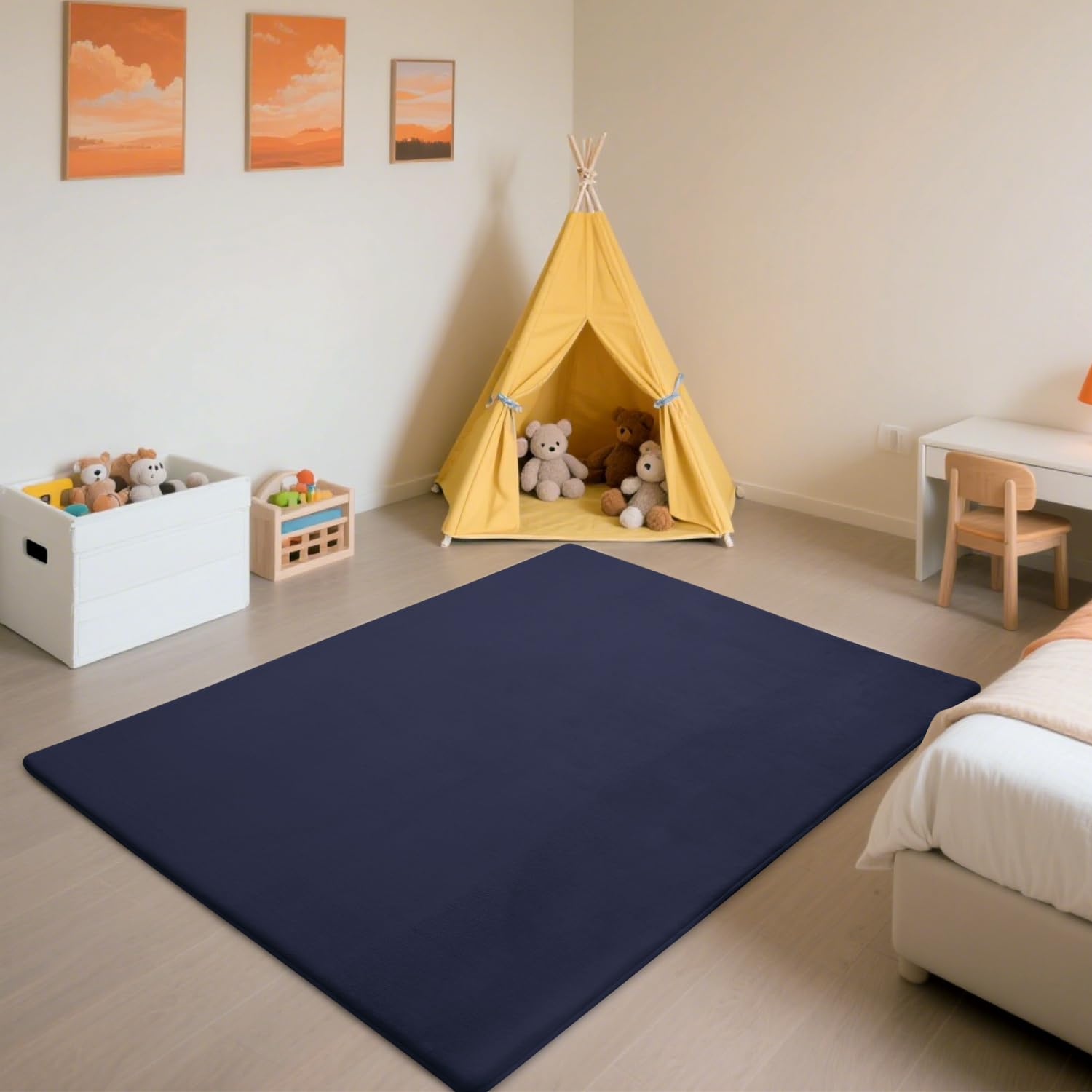 SETHEPACE Baby Crawling Mat, 3CM Thick Baby Play Mat (Dark Blue, 127x127CM)