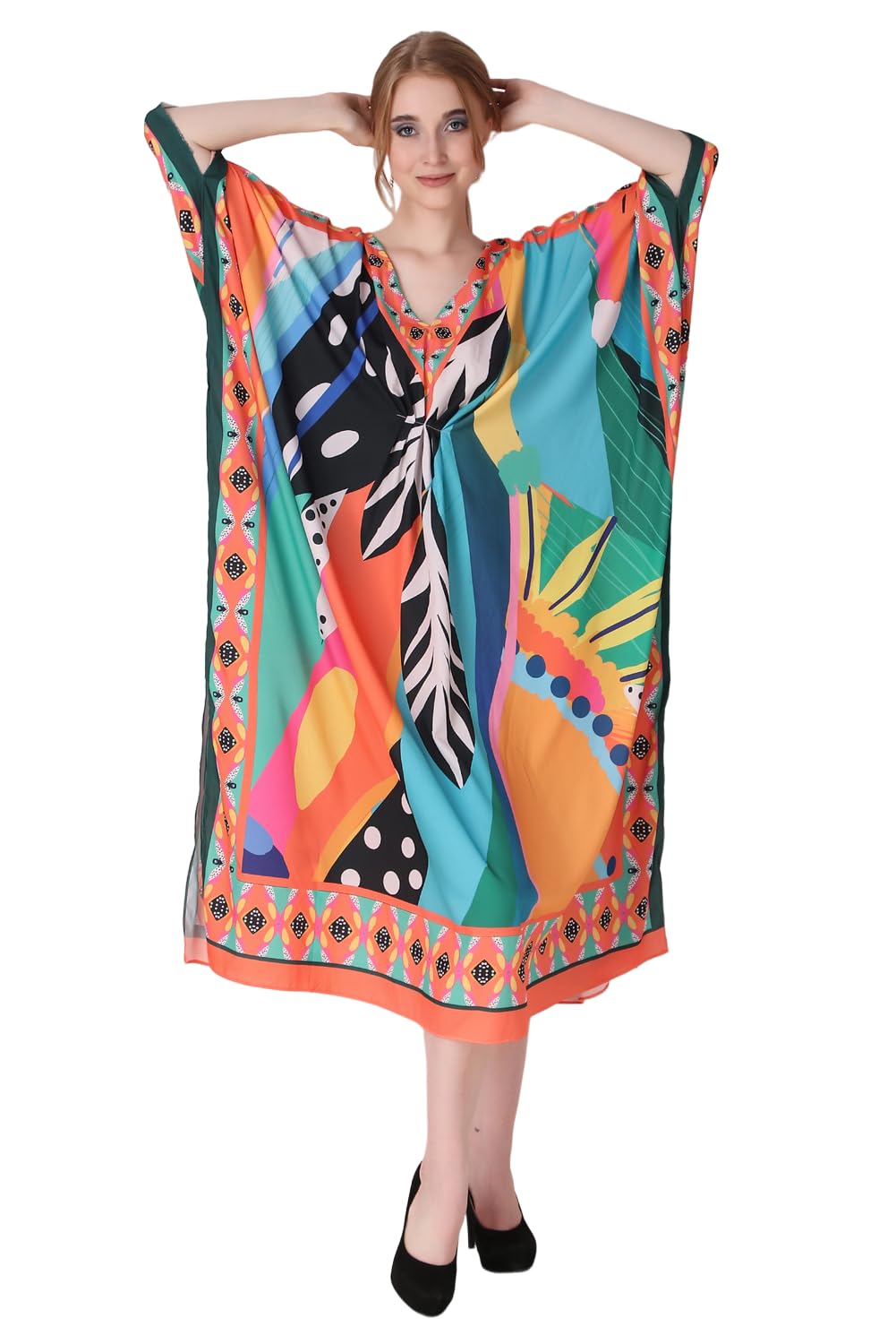 dressprinted Printed A-Line Crepe Maxi Length Long Kaftan Dress for Women Multicolor Freesize-picture-57