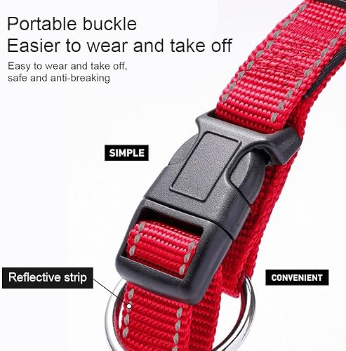 Miniatura 4 de Collares reflectantes personalizados para perros con nombre y número de teléfono bordados, de neopreno suave, acolchado, de nailon transpirable,