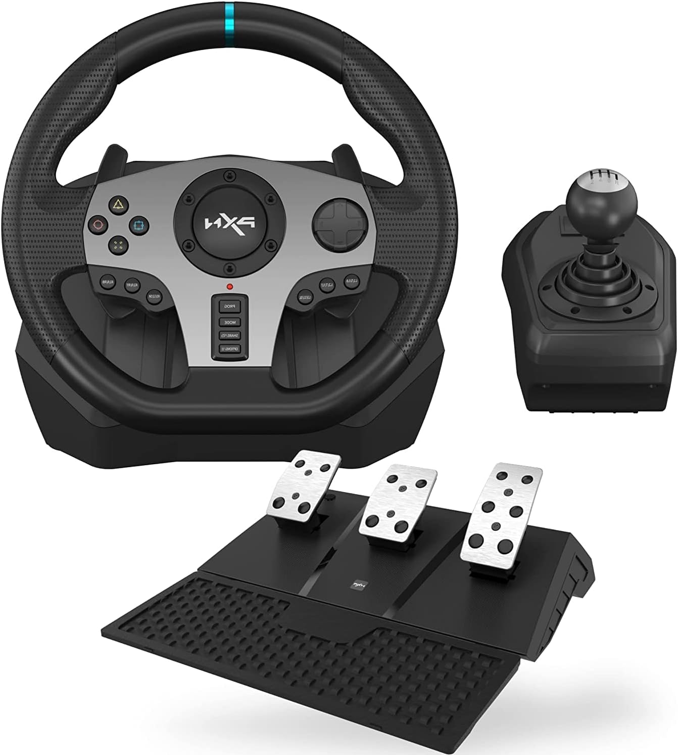 PXN V9 Steering Wheel with Pedals and Shifter, 270/900° Racing Wheel with Tool App, Vibration Feedback, Paddle Shifters. Game Steering Wheel for PS4, Xbox One, PC, Xbox Series X|S, PS3, Switch.