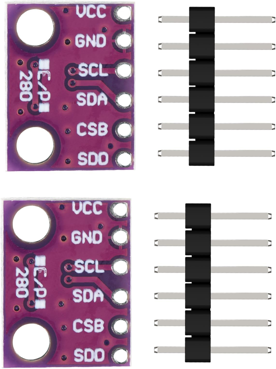 2 PCS BME280 3.3V Sensor Module GY-BME280 Temperature Humidity Atmospheric Pressure Breakout Board with I2C SPI Interface for Arduino for Raspberry Pi