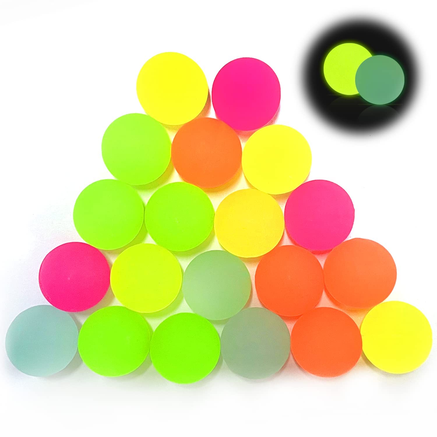 Luminous Bouncy Balls, Kids Toy Rubber Jumping Balls, Fluorescent Glow at Night, Suitable for Children's Gifts, Promotional Gifts or Event Party Souvenirs, 20 PCS