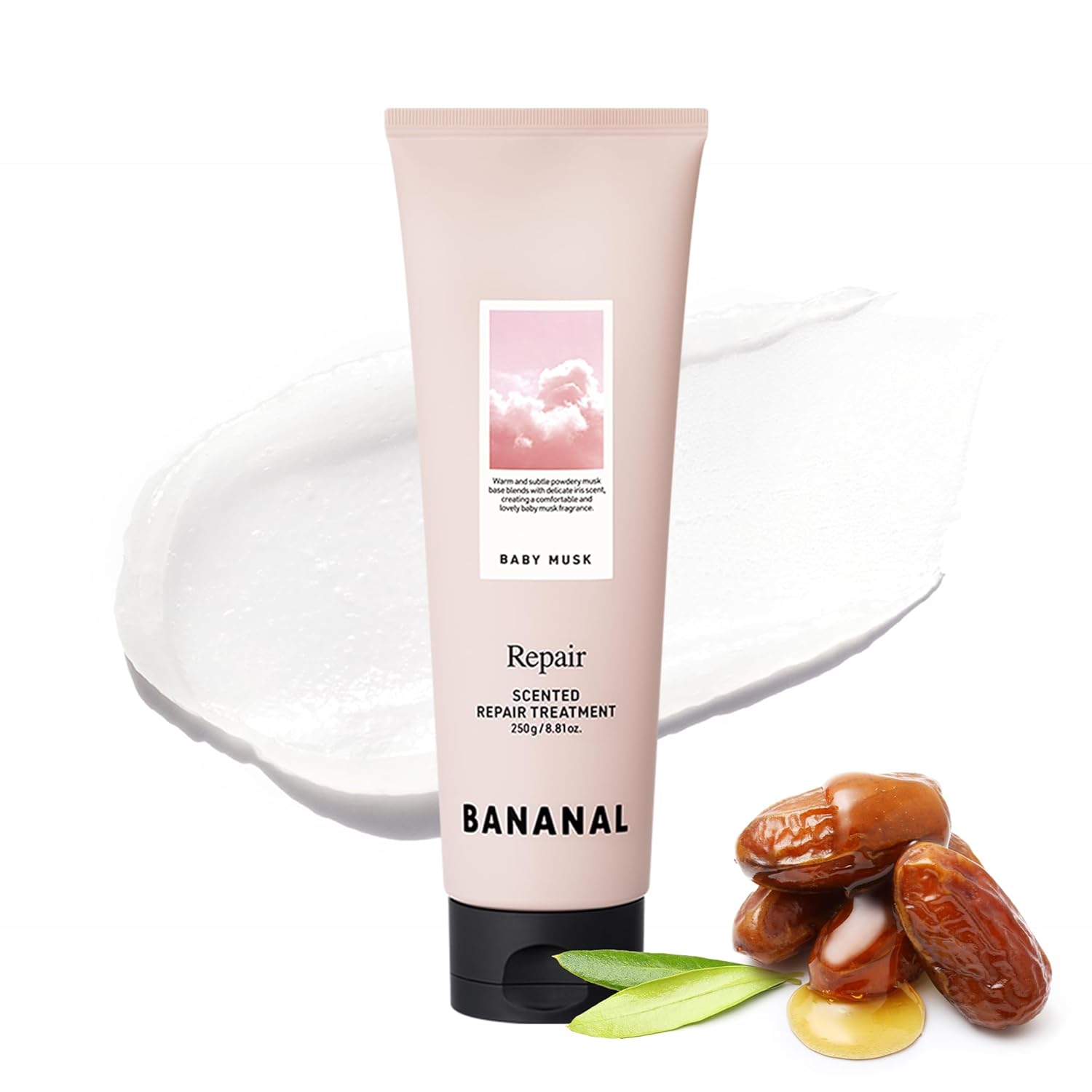 BANANAL Scented Repair Treatment Mask – Protein-Enriched Deep Repair for Damaged Hair – 17 Amino Acids, Botanical Oils, Shea Butter & Ceramide – Korean Hair Conditioner, Baby Musk, 100 ml / 3.4 fl oz
