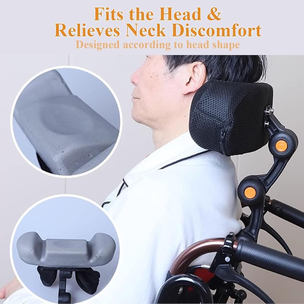 Reposacabezas ajustable para silla de ruedas con soporte para el cuello y respaldo ergonómico, almohada cómoda para posicionamiento de la cabeza y cuidado de la movilidad
