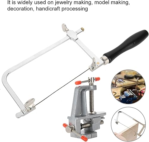 Miniatura 3 de Yosoo Jewelers - Marco de sierra de joyería de 12 cuchillas con abrazadera, mini tornillo de banco, herramienta de fabricación de joyas