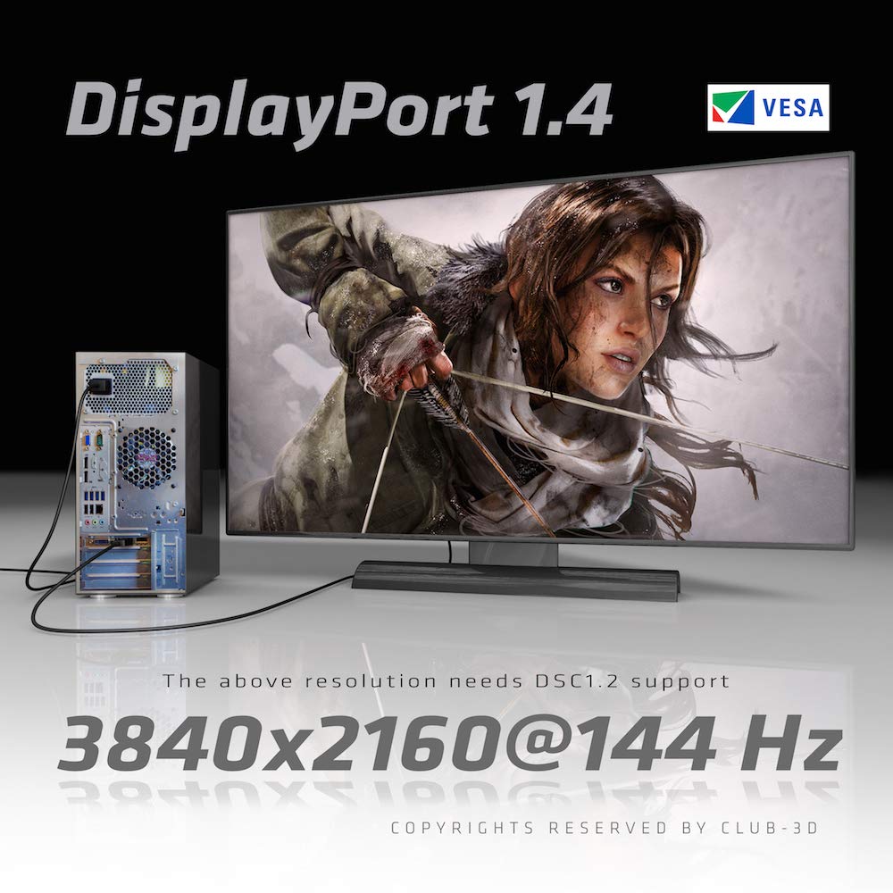 CLUB3D DisplayPort 1.4 HBR3 8K Cable M/M 5m /16.40ft
