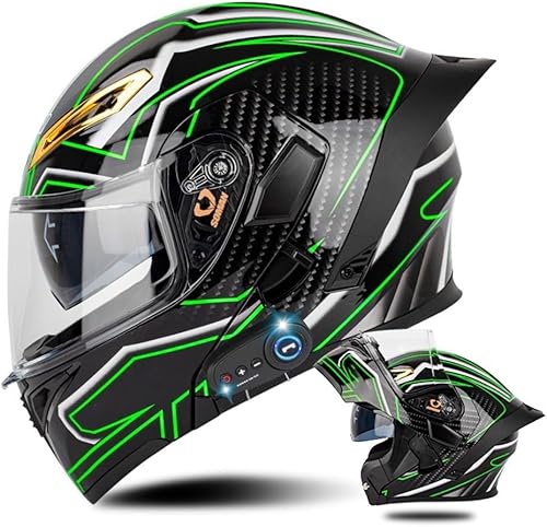 Miniatura 16 de Casco modular de motocicleta con Bluetooth con cola DOT/ECE aprobado cascos delanteros abatibles con doble visera antivaho casco de cara completa,