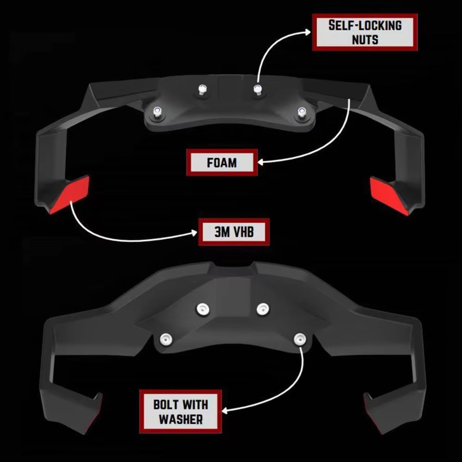Motorrad-Flügelspoiler Für S1000RR 2015–2018 Aerodynamisches Winglet | Motorradzubehör Frontlippe Spoiler Flügelverkleidung Downforce Front Aerodynamik(Glossy black)