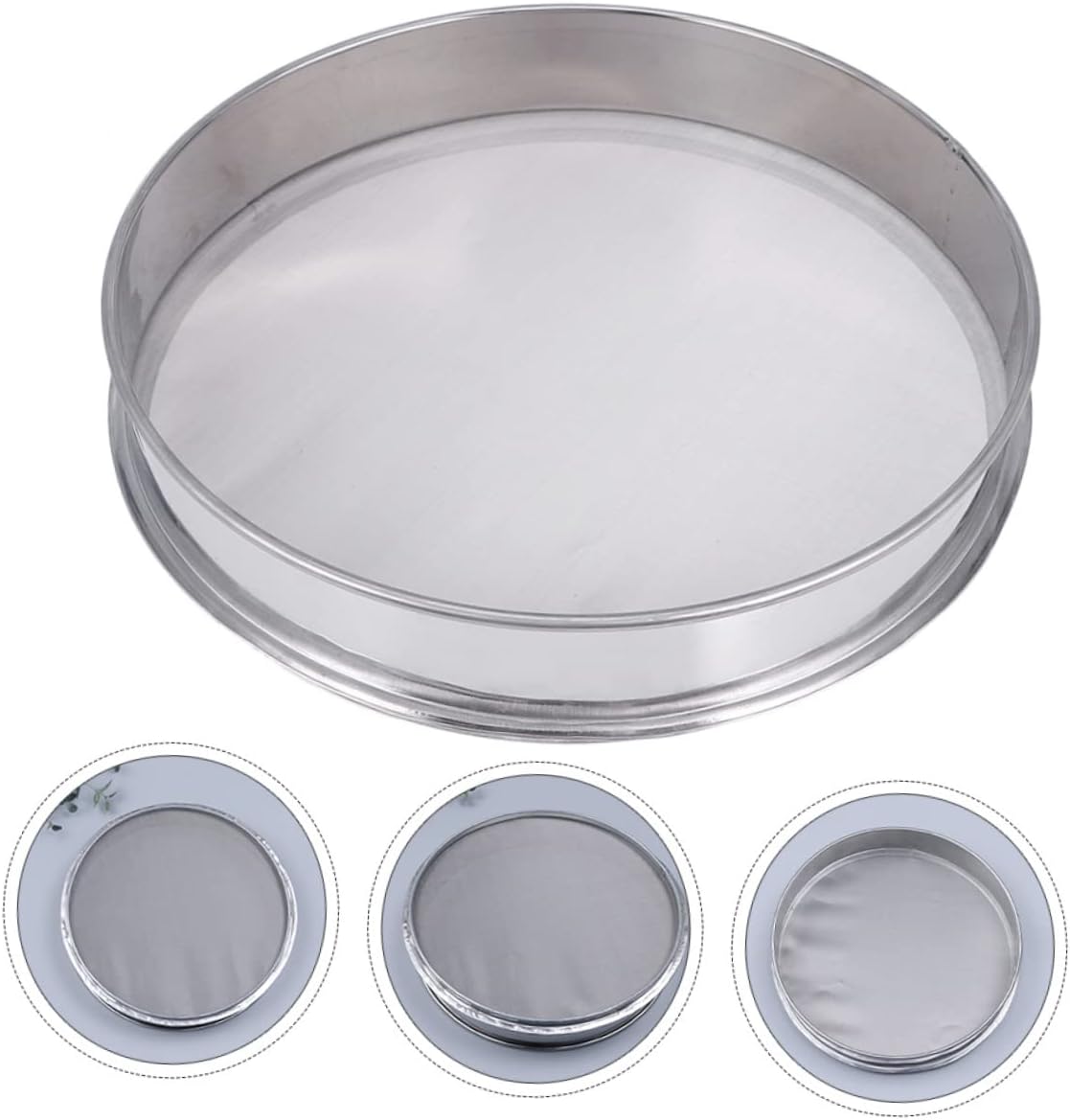 35cm Stainless Steel Fine-Mesh Sifter Kitchen Sieve for Baking and Cooking Heavy-Duty Flour Sifter for Home Baking and Garden Use