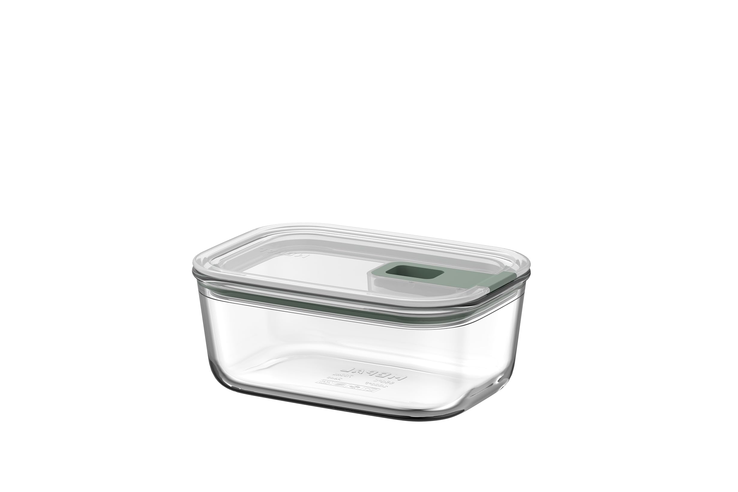Mepal - Glass Food Container EasyClip - Container with lid & sliding closure - Meal prep boxen - Suitable for microwave, steam oven and oven - Airtight - 700 ml - Nordic sage