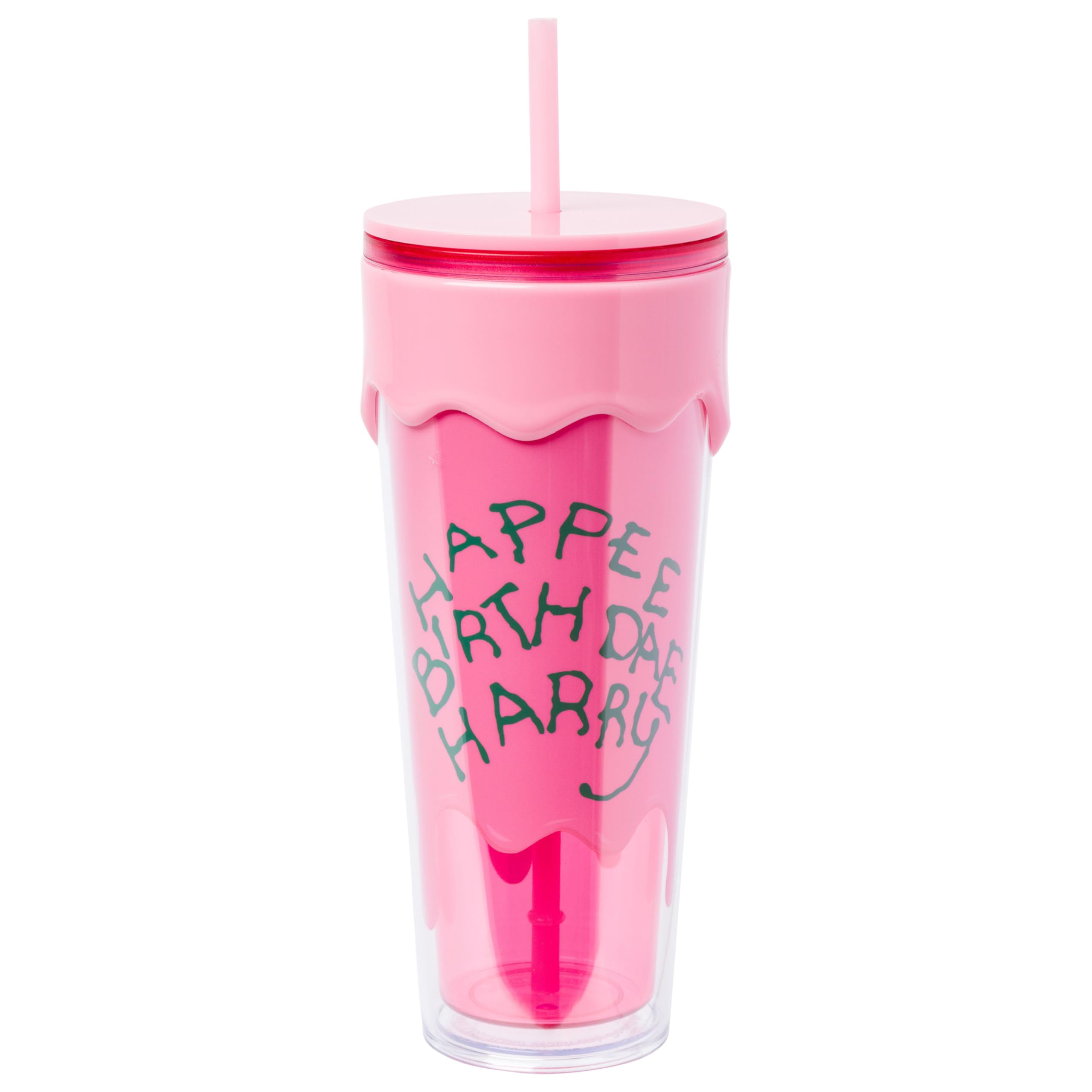Silver Buffalo Harry Potter Happy Birthday Harry Dripping Glaze Cake 26oz. Plastic Drip Tumbler
