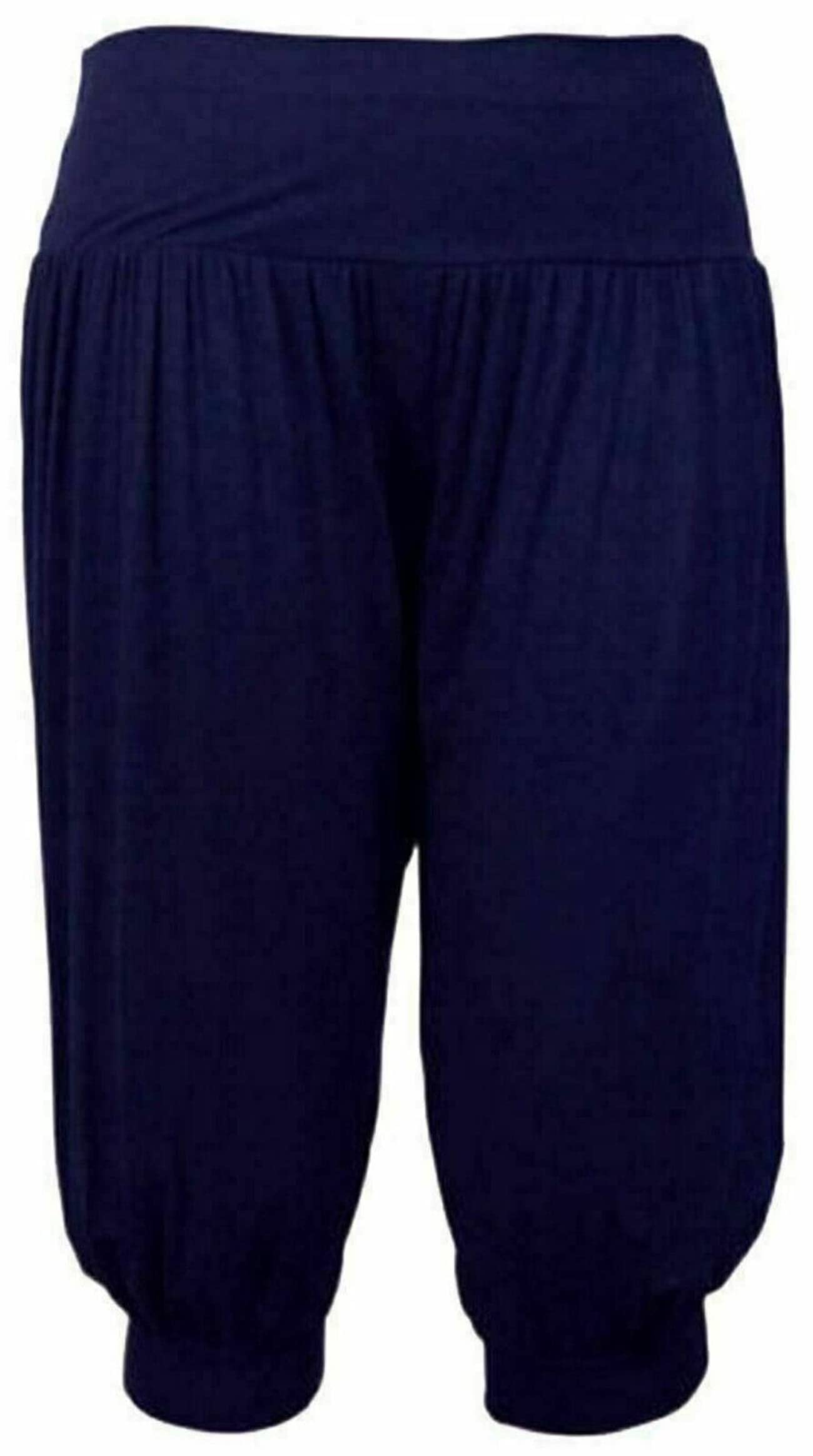 Riddled With Style Women's Navy Loose Fit Yoga Pants ¾ Alibaba Trouser Summer Wear Cuffed Pants Casual Wear Lounge Trousers Arabic Belly Dancer Pants Egyptian Dance Leggings Uk 8-26