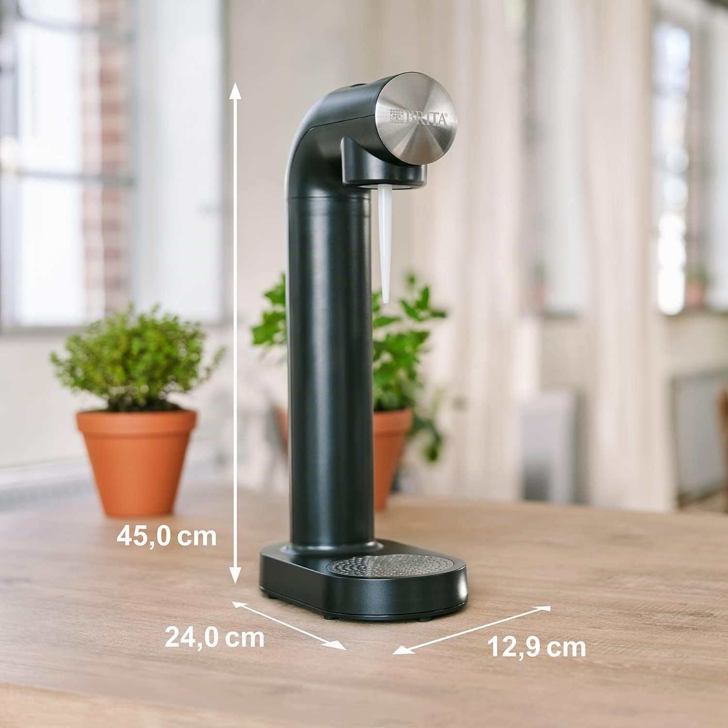 BRITA Machine à Eau Pétillante SodaONE Noire + 3 Bouteilles 1L en PET
