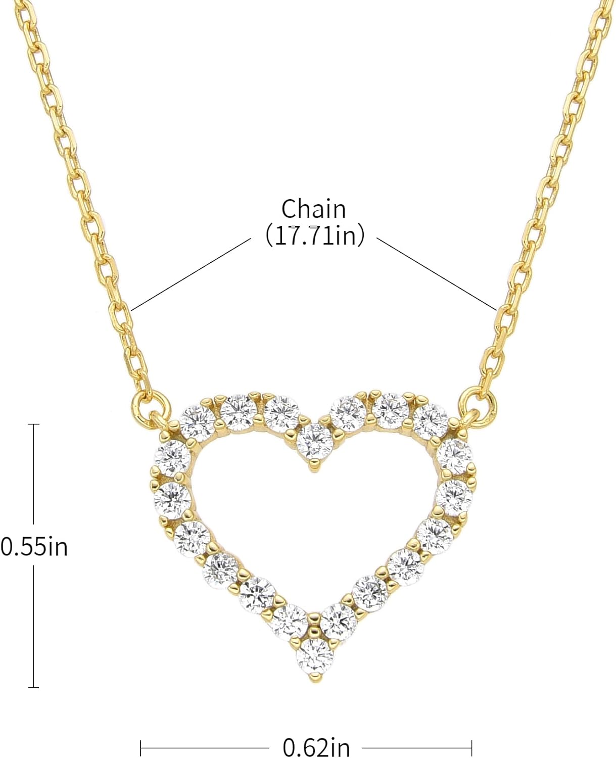 14k Gold Plated Pure Silver Heart-Shaped Necklace, Cubic Zirconia Pendant - Exquisite and Romantic Women's Jewelry, Ideal Gift for Valentine's Day and Anniversary Celebrations - Image 6