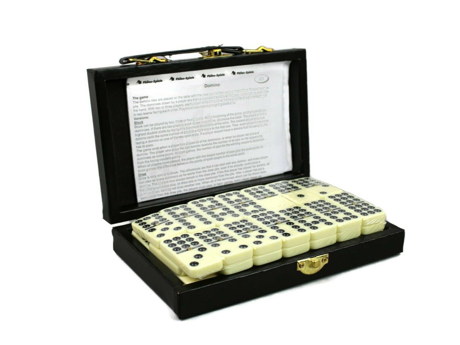 Philos Dominoes Domino-Set für Doppelbett, in Lederetui, für Erwachsene