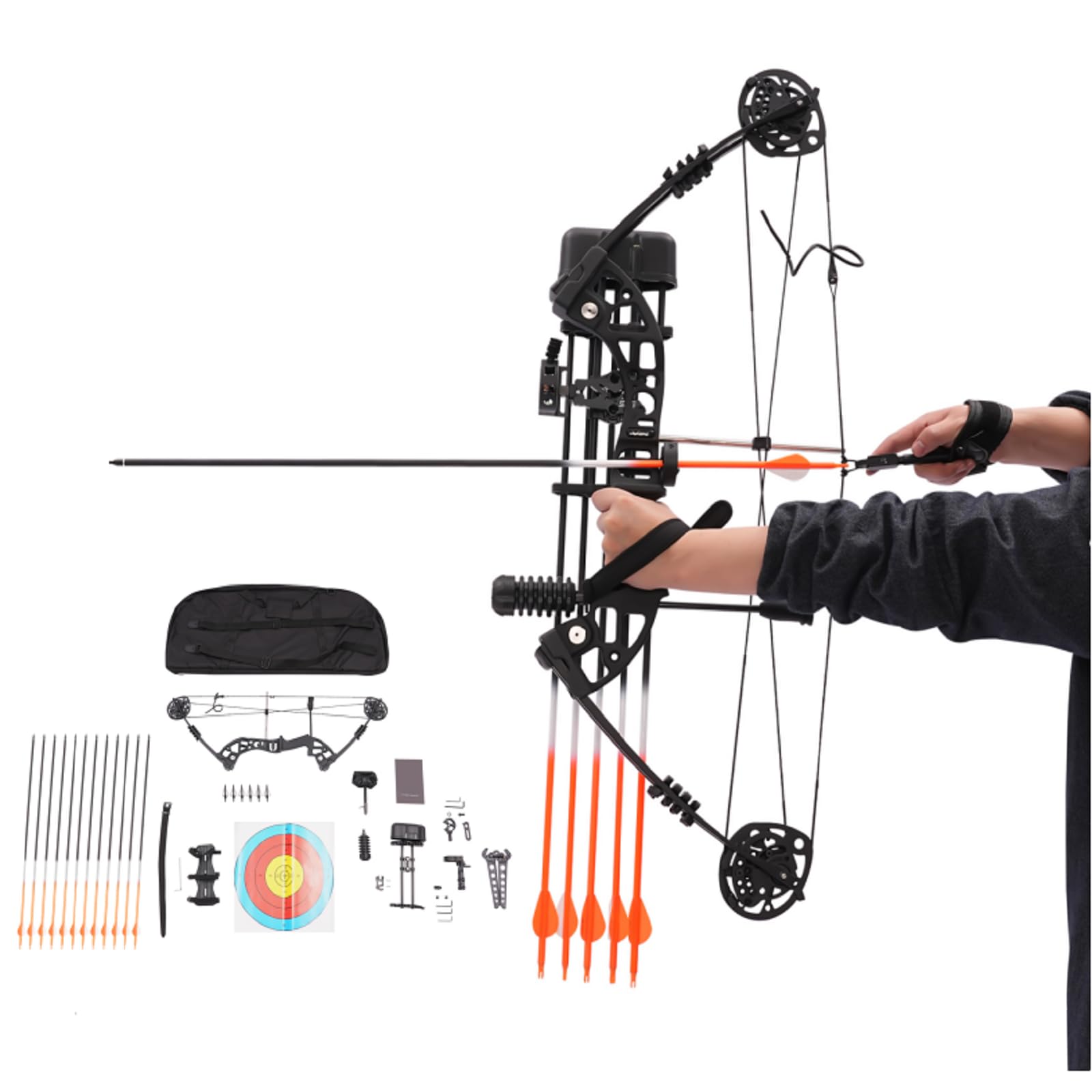 Arco Compound da caccia 30-60 LBS Compound Arco e Frecce Set Regolabile Arco Sportivo 280-320fps Adulto Gioventù Tiro Con L'arco Set