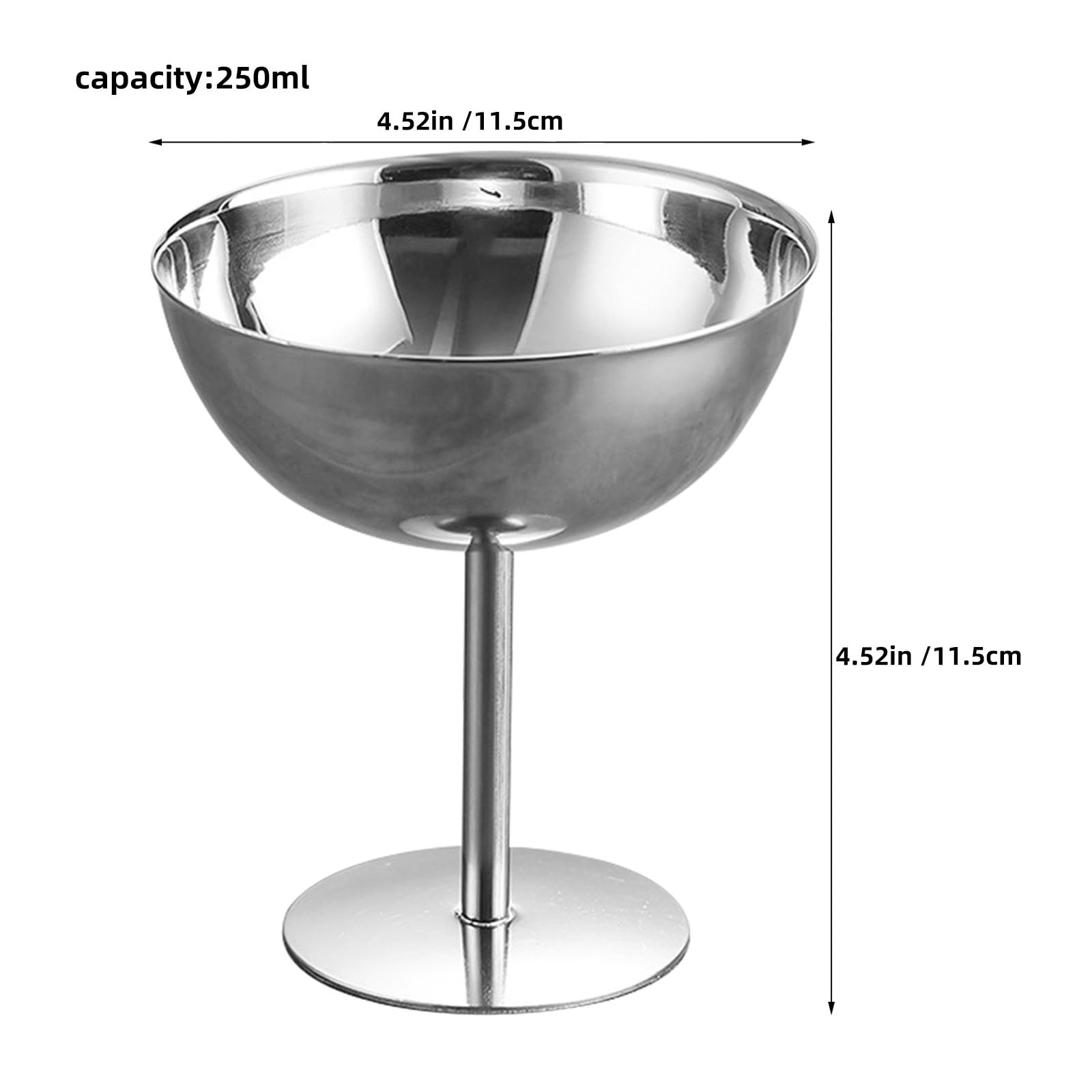 Operitacx 4 coppette da dessert in acciaio inox, 250 ml, calici da dessert per matrimoni, parfait, mousse, altezza 11,4 cm, ciotole moderne per composta, ideali per San, compleanni e anniversari.