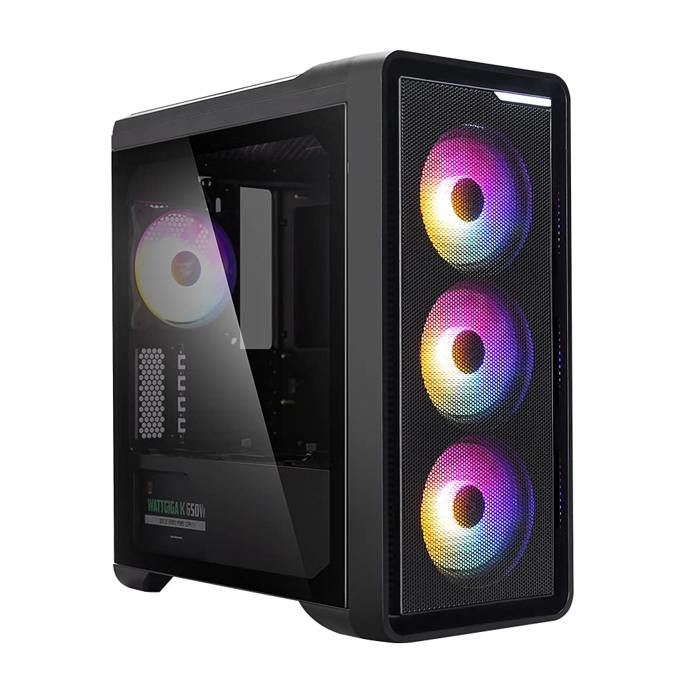ZalmanM3 Plus Micro ATX RGB Gaming PC Case - mATX / Mini-ITX - 4x 120mm Static RGB Fans Preinstalled - Mesh Front Panel - Tempered Glass Side Panel