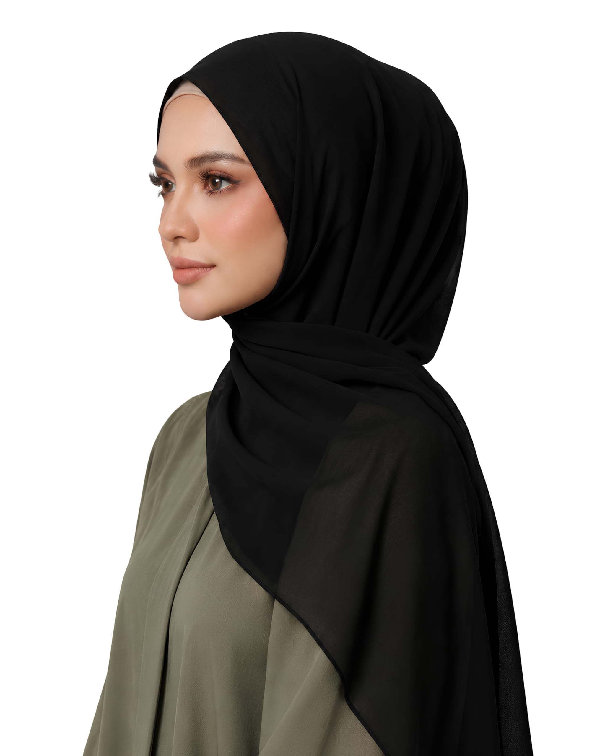 mirtaz Women's Chiffon Hijab | Premium Soft Lightweight Plain Muslim Head Scarf for Girls & Women | 180 x 70 cm-picture-14