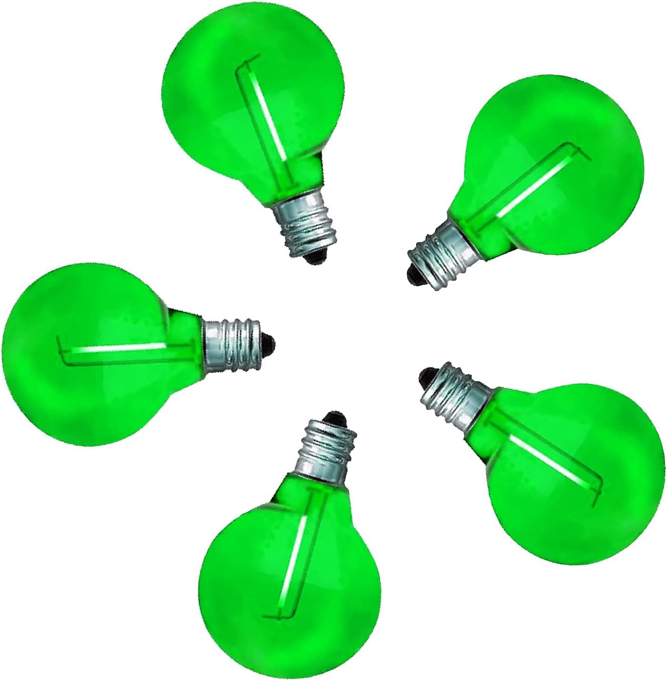 5 Pack G40 Warm White LED Replacement Christmas Light Bulbs,E12 Candelabra Base, Shatterproof Plastic, for Christmas Outdoor String Lights (5 PCS)