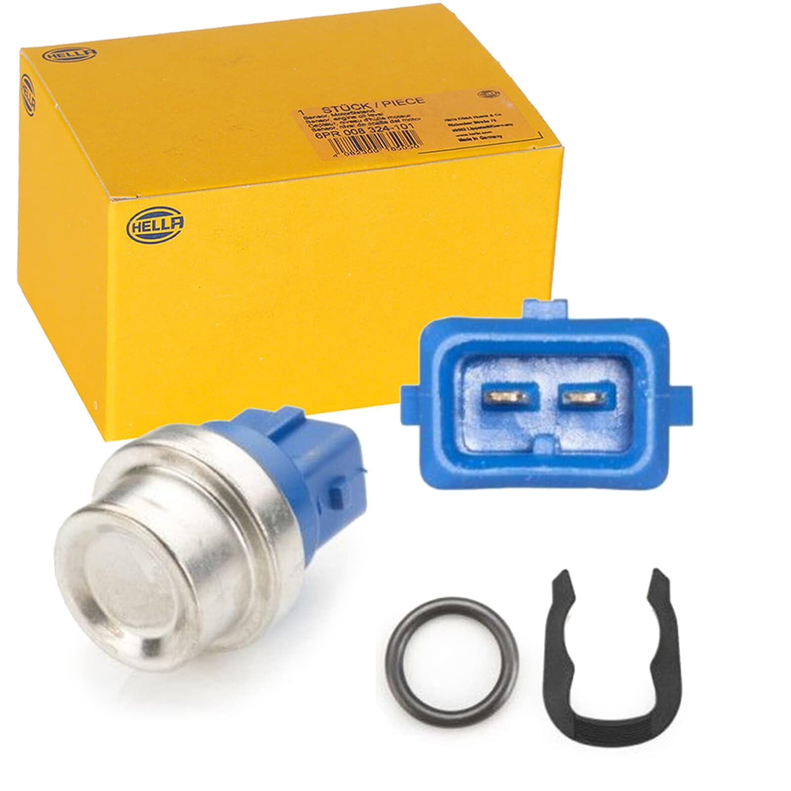 HELLA 6PT 009 107-551 Sensor, coolant temperature - 12V - 2poles - plugged - with gasket - with circlip