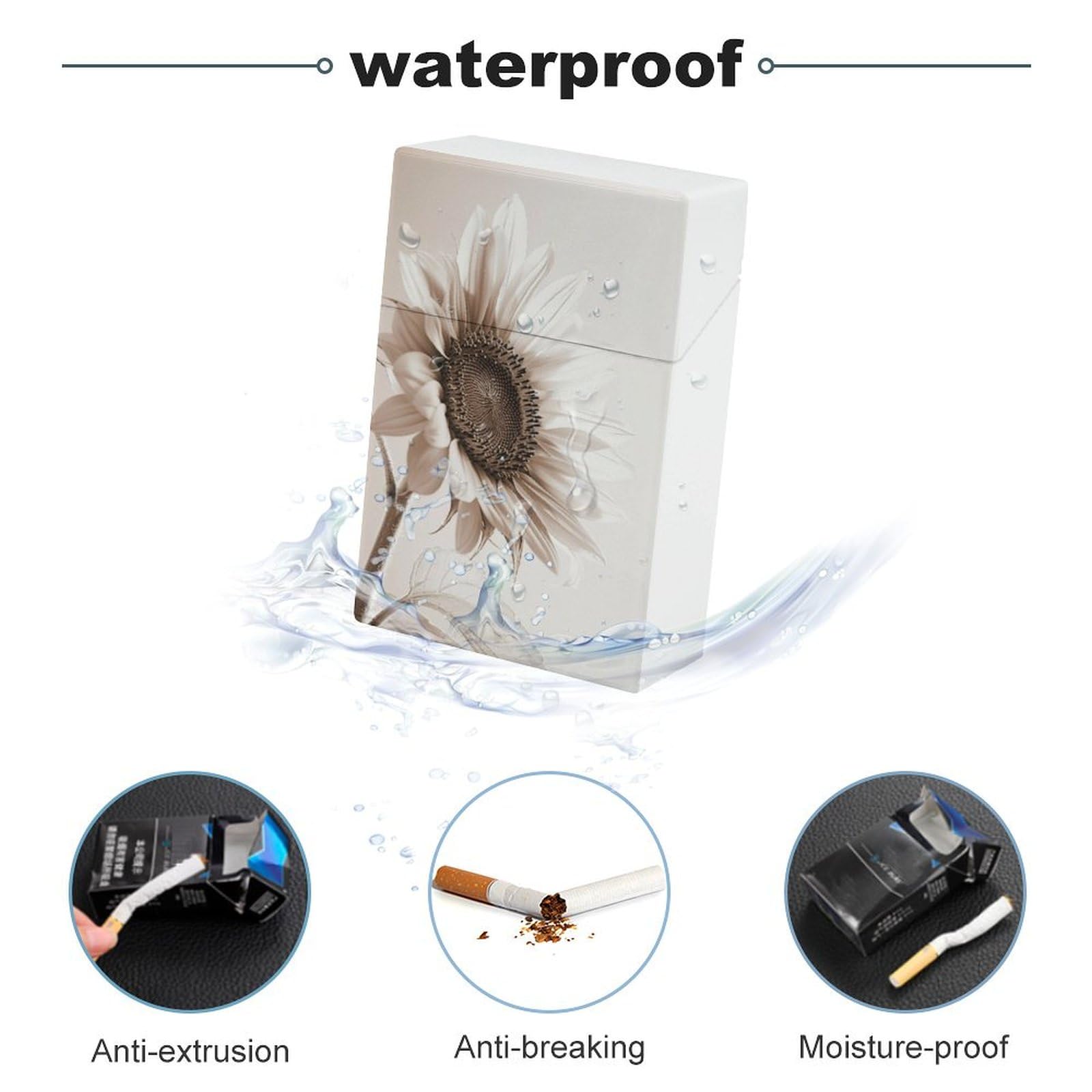 Amazon.com: Sunflower Cigarette Case Monotone Beautiful Plastic Cigarette  Pocket Holder Flip Open Cigarette Protective Cover Storage Box : Health &  Household