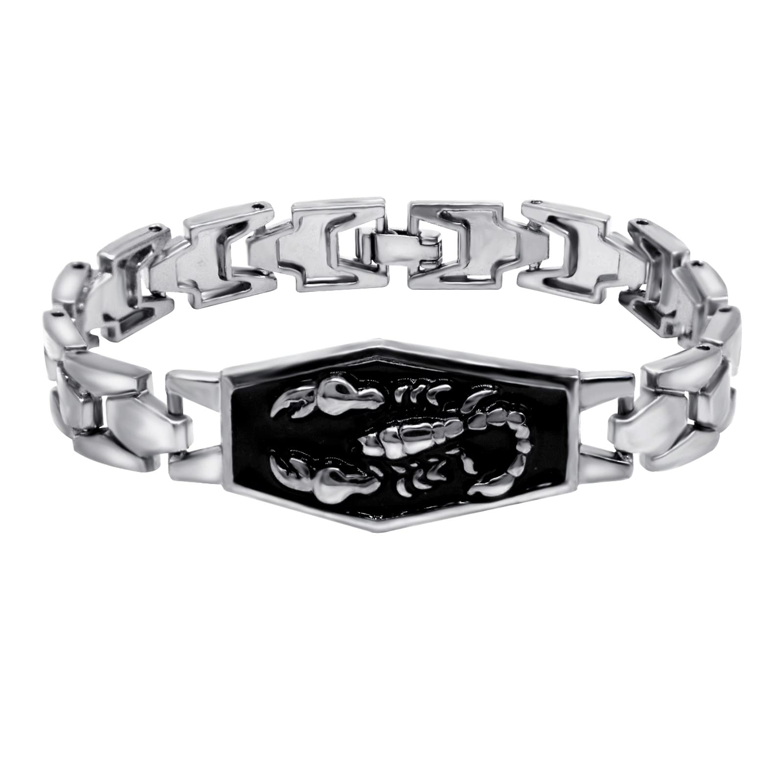 Mens Gothic Metal Black Enamel Popular Scorpion Bracelet Punk Hip Hop Zodiac Sign Constellation Scorpio Cuff Bracelets Fashion Jewelry for Boy Teen, Zinc, no gemstone