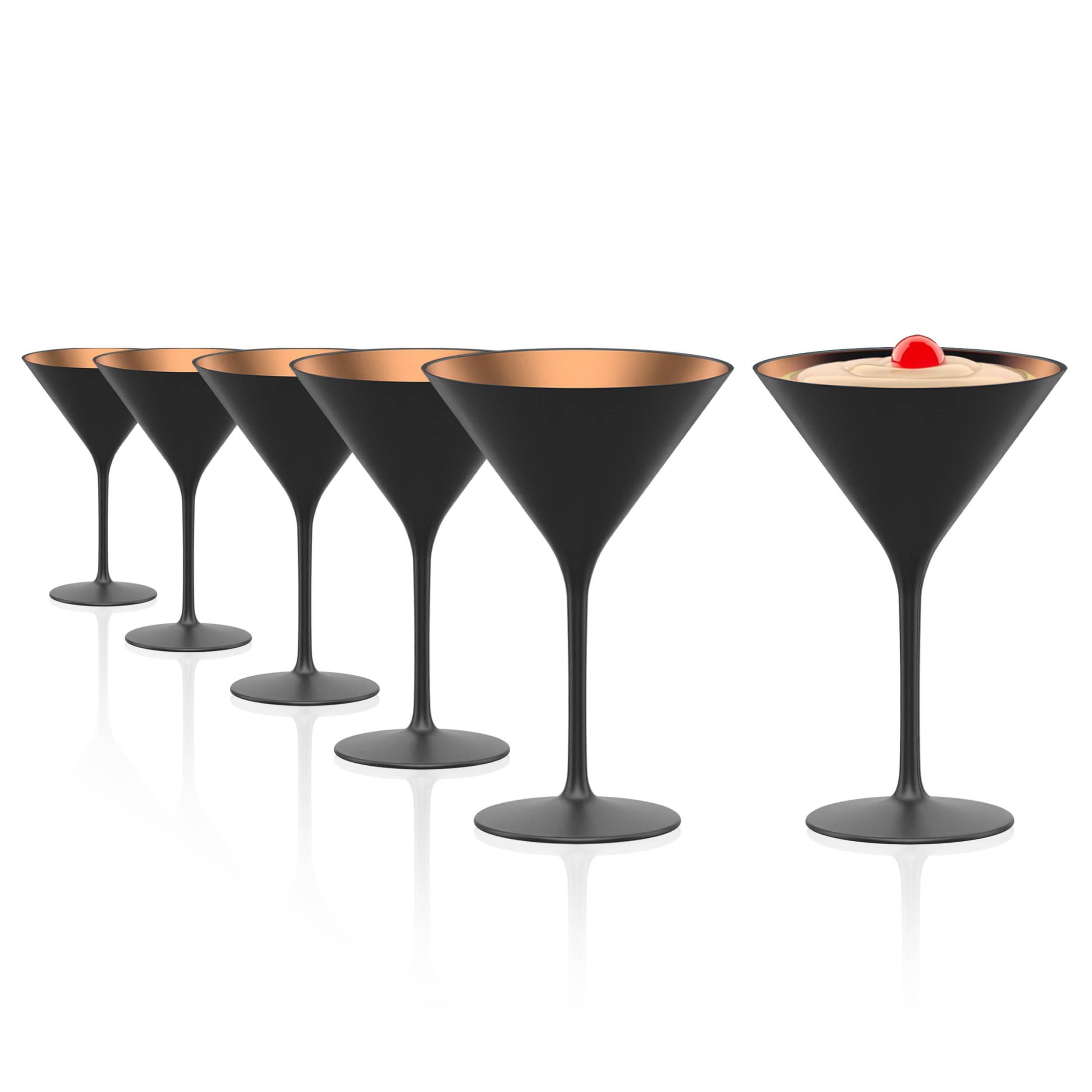 Stölzle Lausitz Verres à Cocktail Elements Noir/Bronze Lot de 6 – 240 ml Verres à Martini en Cristal Élégants et Durables – Résistants au Lave-Vaisselle & aux Chocs – Qualité Allemande