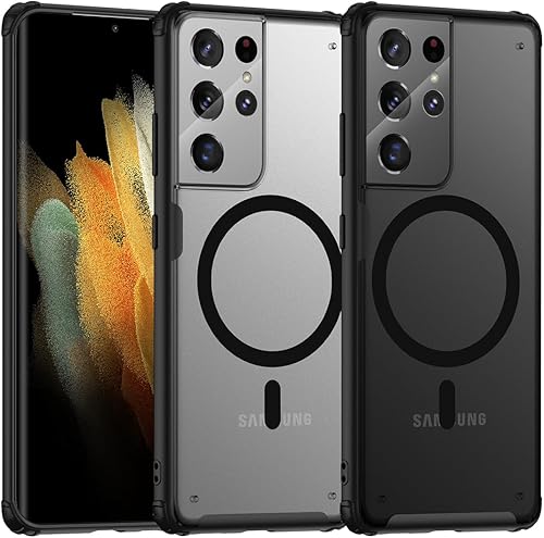 Funda magnética para Samsung Galaxy S21 Ultra, translúcida mate antihuellas, compatible con MagSafe, ajuste delgado, a prueba de golpes, funda