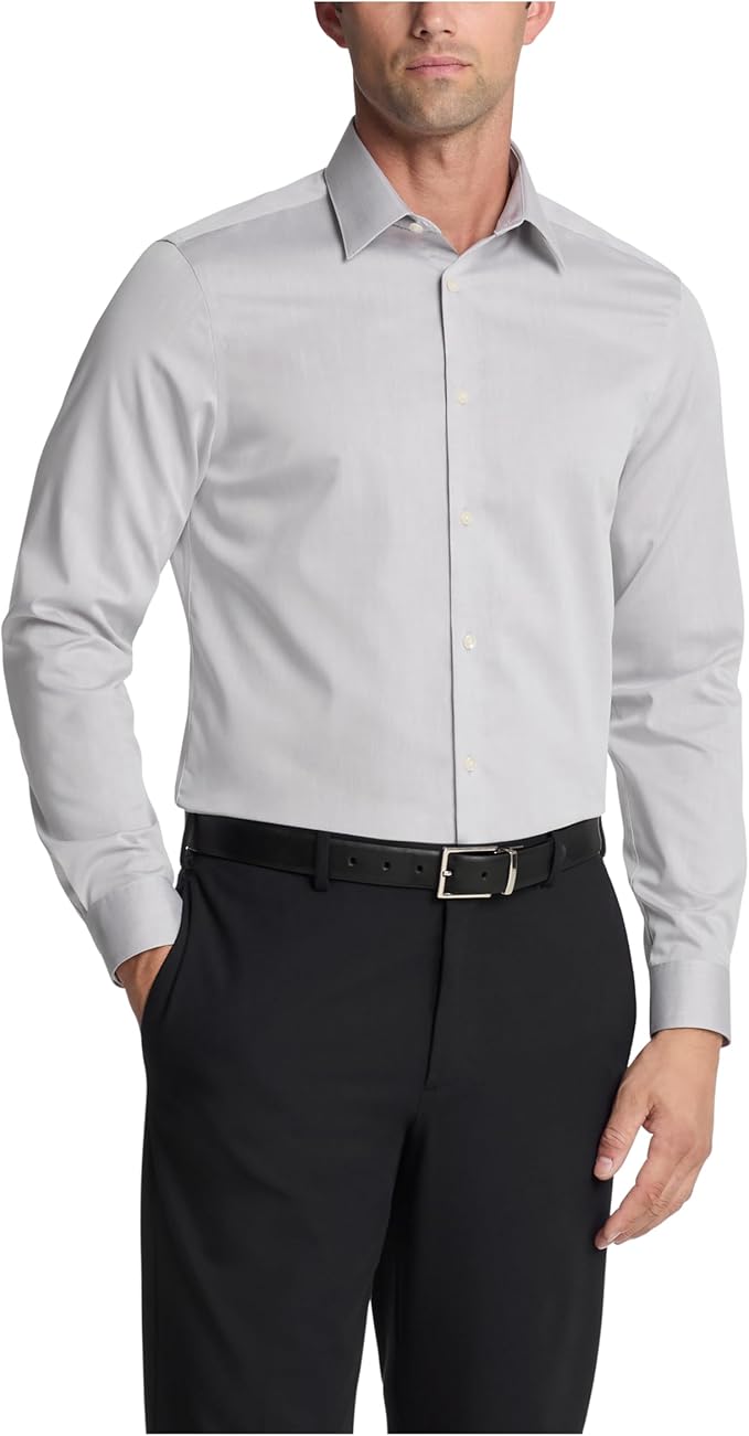 Calvin Klein Men's Slim Fit Non-Iron Herringbone Dress Shirt
