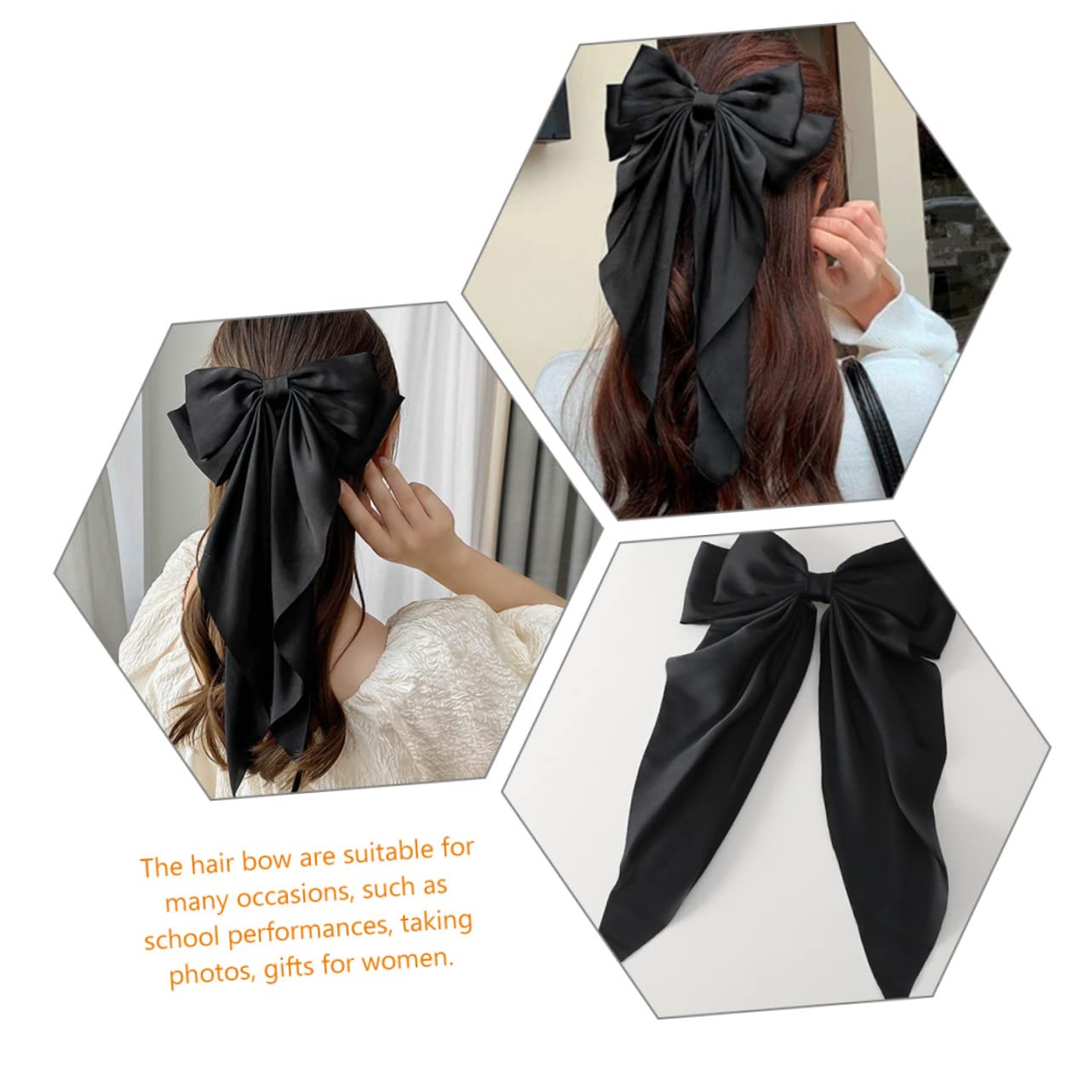 minkissy 8pezzi Large Bow Hair Barrettes for Women Elegant Tail Clips for Girls Accessories Everyday and Special Occasions