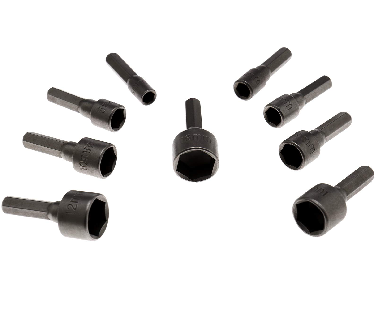 Create idea Paquete de 9 1/4 "Tuerca Driver Set Adaptador de Socket M¨¦trico Socket Broca de Impacto 5mm a 13mm Herramienta