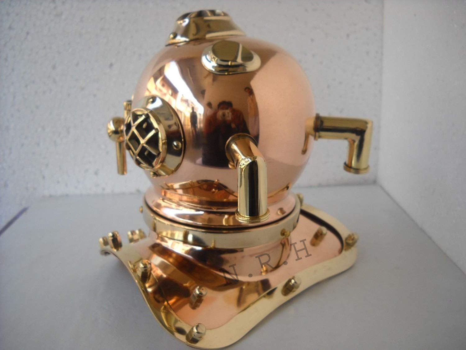 US Navy Mark V Casque de plongée finition cuivre et laiton