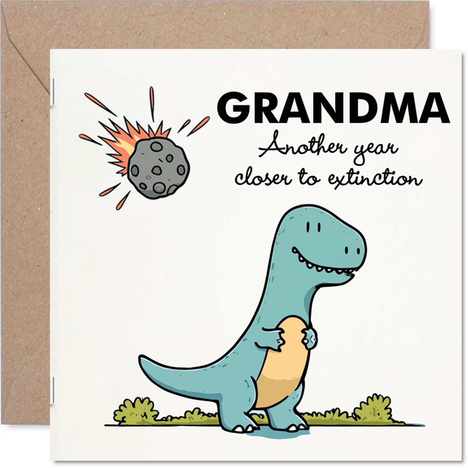 Funny Grandma Birthday Card - Closer To Extinction - Cheeky Happy Birthday Card for Grandma from Grandson Granddaughter, 145mm Joke Humour Bday Greeting Cards