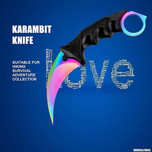 Miniatura 3 de TOPOINT Cuchillo Karambit, cuchillo de hoja fija de acero inoxidable con funda y cuchillo de cordón CS-GO para caza, campamento y supervivencia en