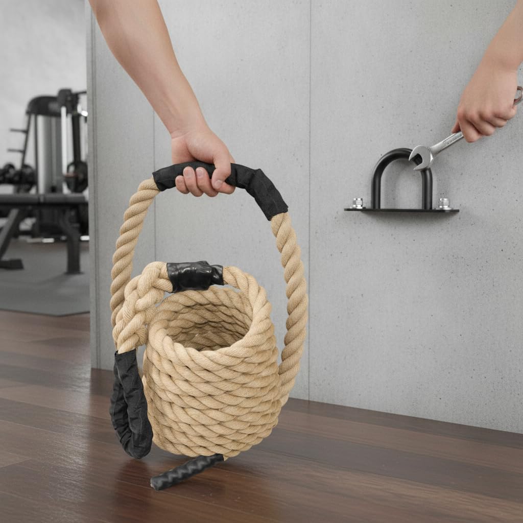 1 Cuerda de Escalada con Gancho de Sujeción para Adultos, Entrenamiento de Fuerza, Material de Yute, Adecuada para Equipos de Fitness Domésticos, Idea