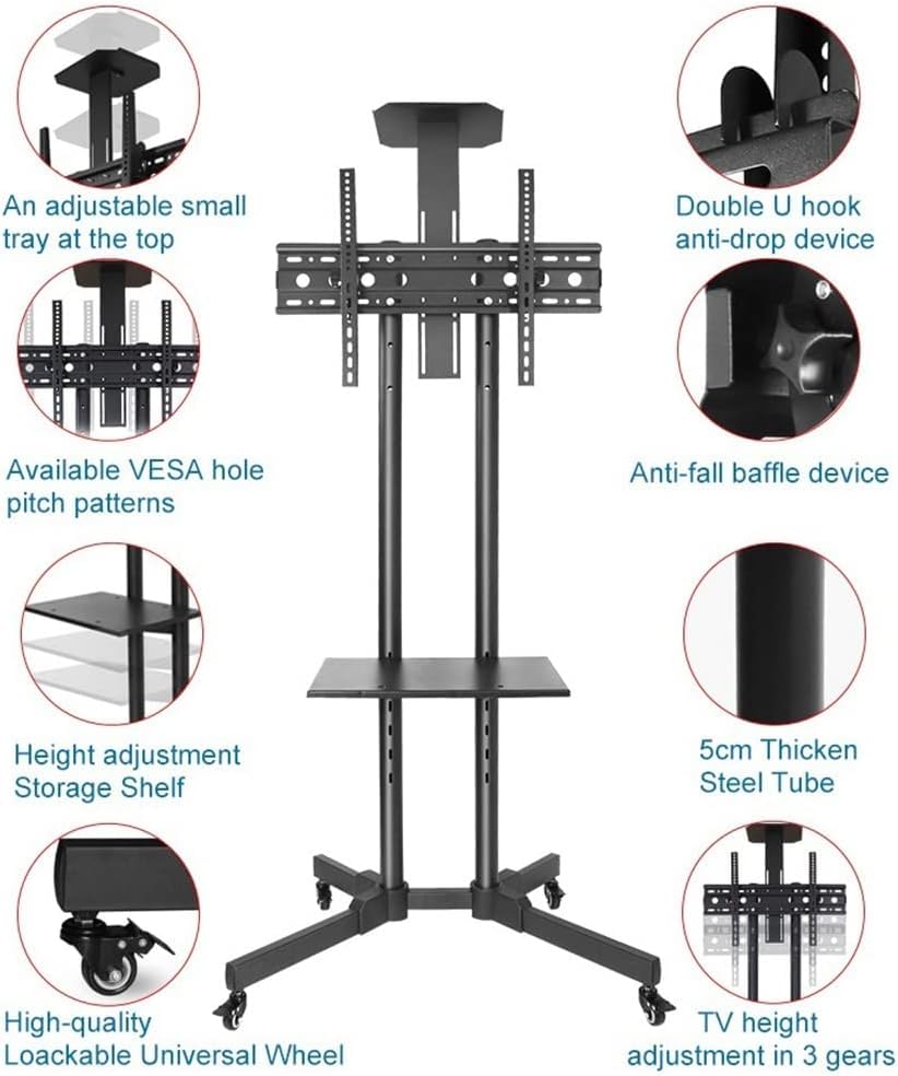 Soporte móvil para TV con ruedas y almacenamiento miniatura 2