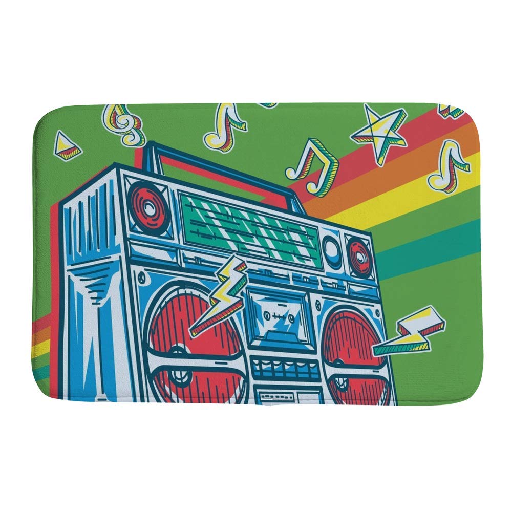Tapis de bain antidérapant Ruchen vert dessin animé en velours corail 91×61cm
