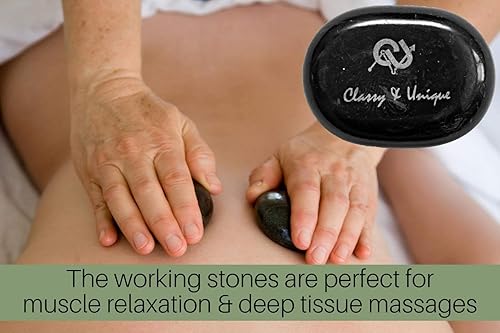 Miniatura 6 de Castle James Juego de piedras de masaje, piedras calientes, 8 piezas, piedras de basalto naturales para terapia, relajación, alivio del dolor,