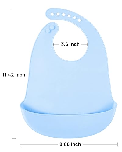 Miniatura 2 de DF DUALFERV 4 baberos de silicona para bebés para niñas y niños, babero impermeable y ajustable para niños pequeños