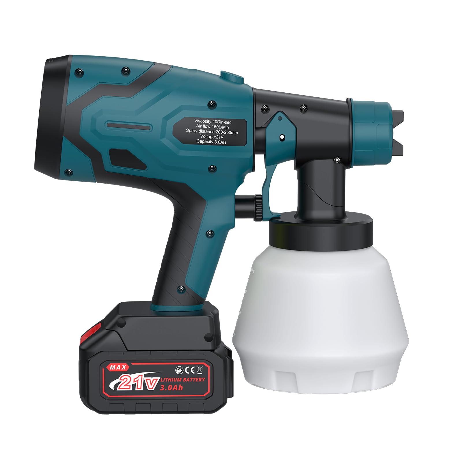 JiGiU Pistolet à Peinture sans Fil 21V Anti-bouchage - Bleu