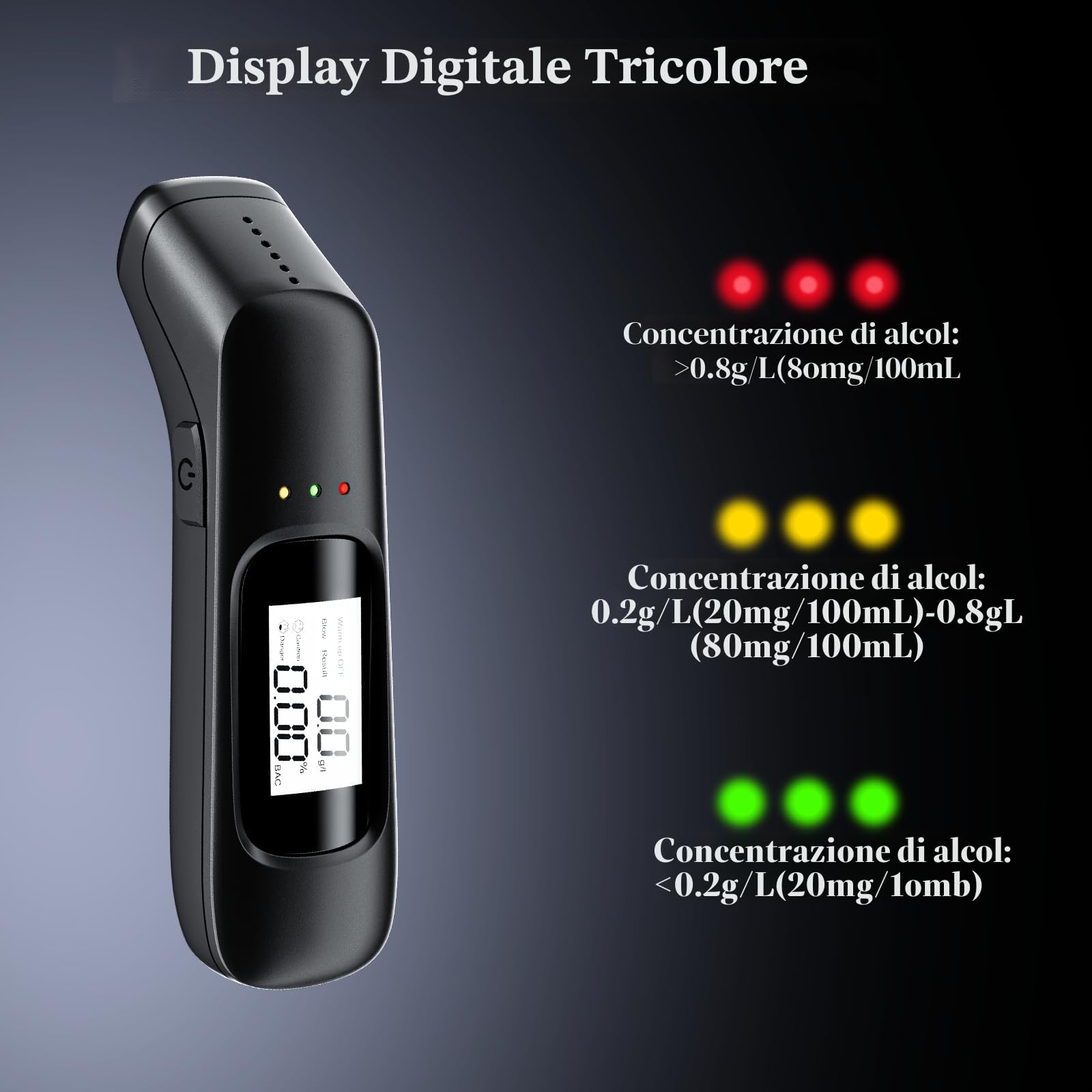 Etilometro portatile accurato Soffiaggio Tester di alcol Schermo di visualizzazione digale Tester BAC ricaricabile Grado di polizia Alta precisione  34