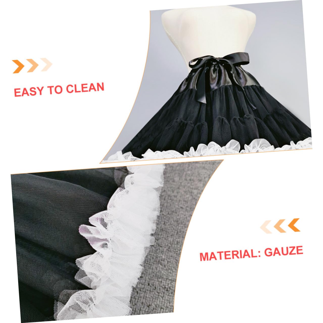 Healeved Lolita Unterrock 1 Stück Gauze Weiß für Damen Fancy | Sweet Style, Knitterarm und Formstabil, Leicht zu Reinigen, Bequemes und Ausziehen