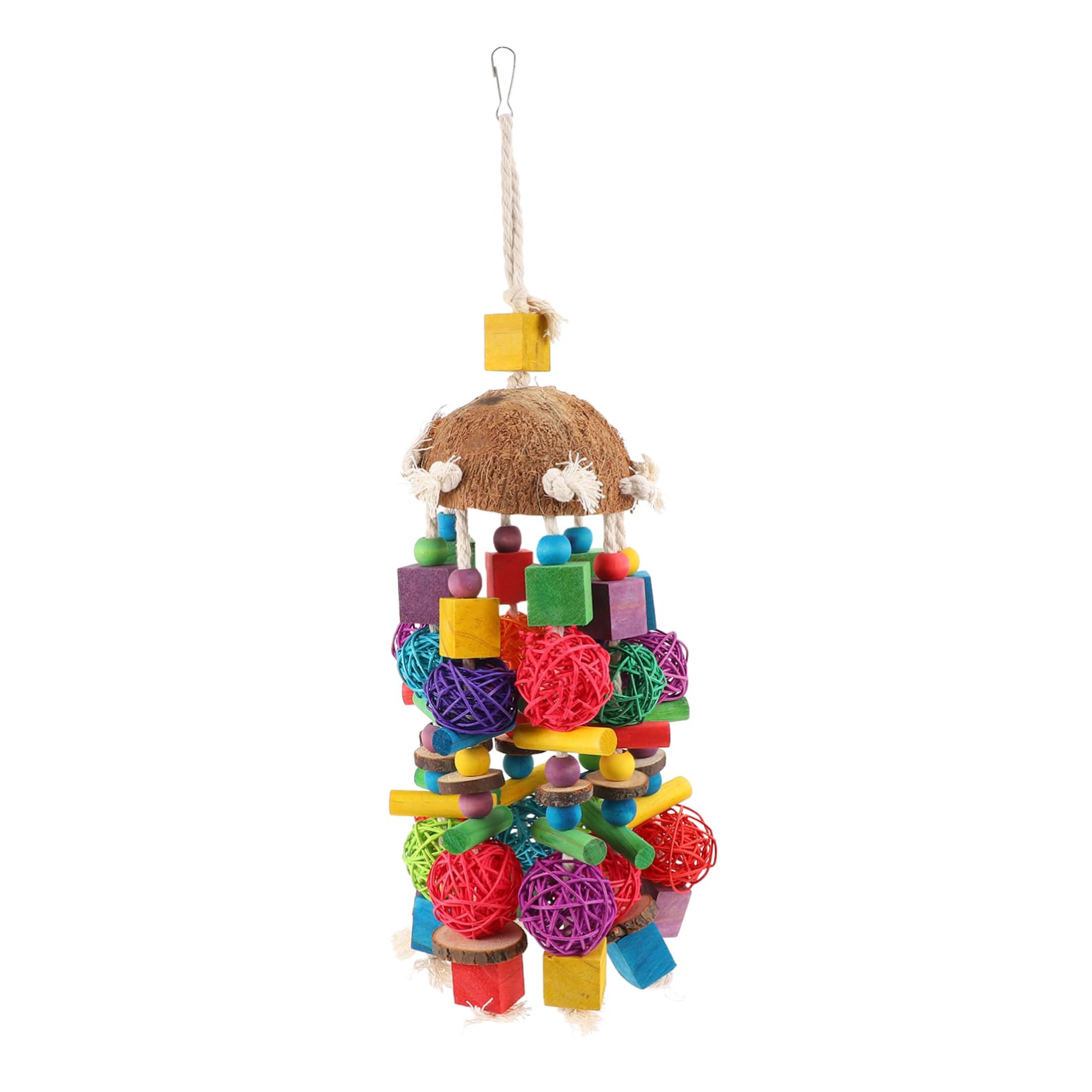 Happyyami 1pièces Jouet pour Perroquet Jouet à Mordre Suspendu Coquille De Noix De Accessoire Amusant pour Oiseaux Favorise Exercice Divertissement