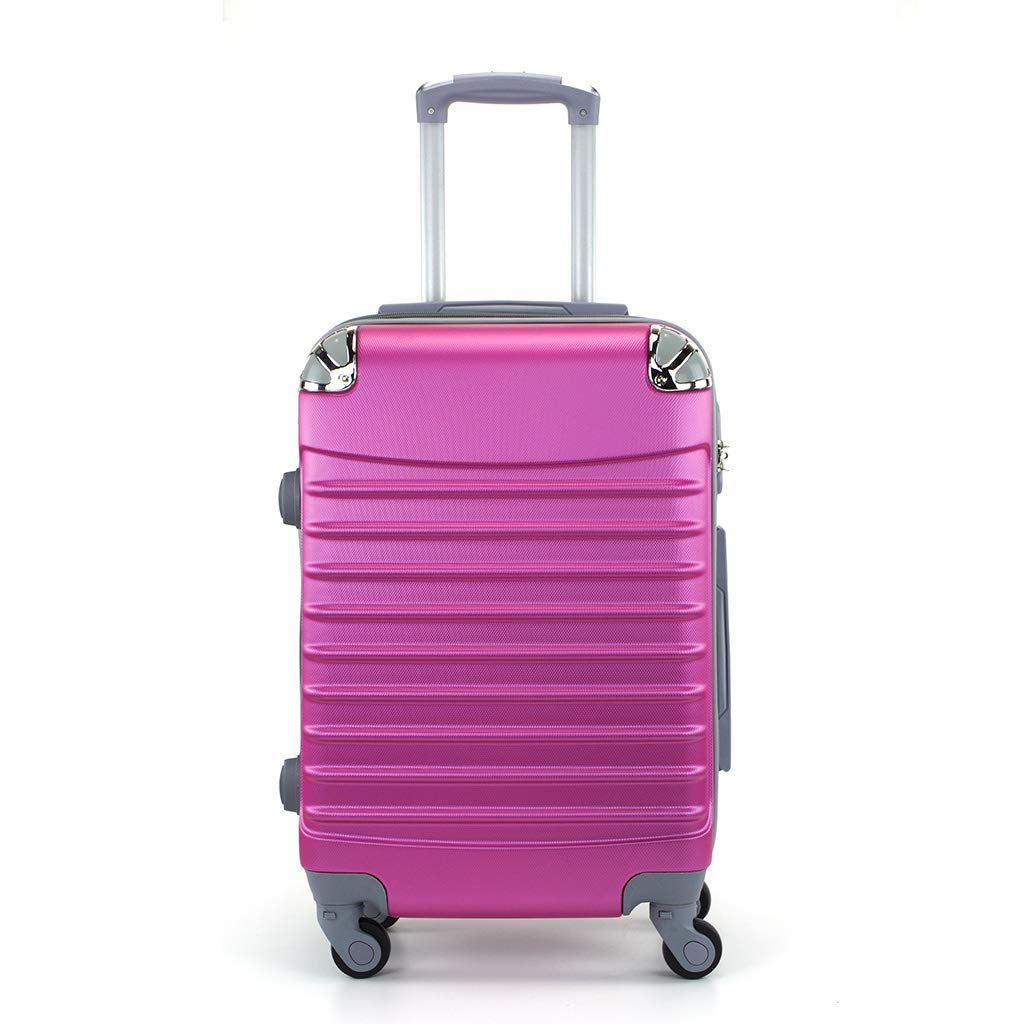 Desconocido Maleta de Cabina 20x35x55cm con Esquinas Plateadas (Fucsia)