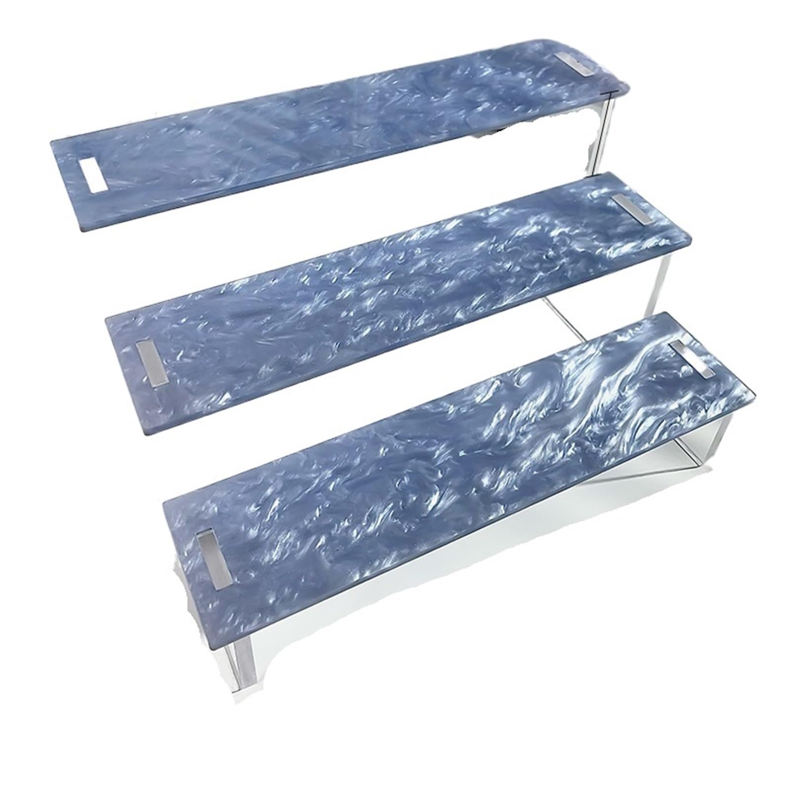 QuxetlRyz Perfume Organiser Display Risers Riser Display Stands 3 Tier Perfume Organizer Shelf & Versatile Cupcake Stand Holder for Figures,Dessert(Blue)