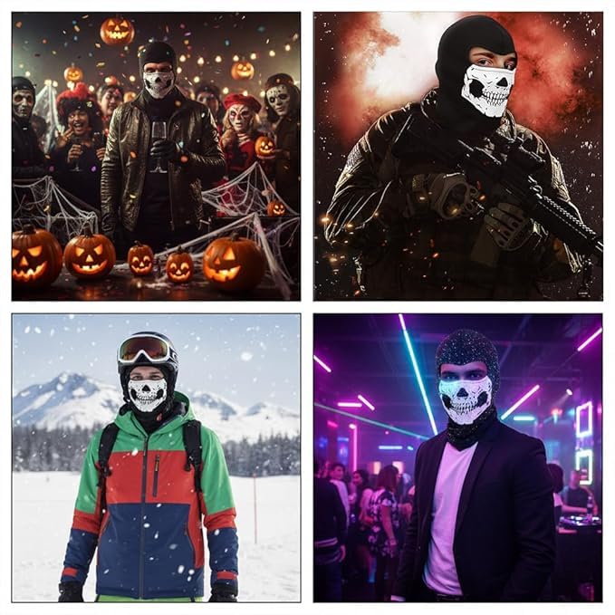 Image of Brand 3D Scary Skull Skeleton Masks Balaclava Ghost Headwear Cosply Costume Halloween Party Ski Music Festivals Raves Full Face Mask for Motorcycle Bike Cycling Outdoor Hiking Black