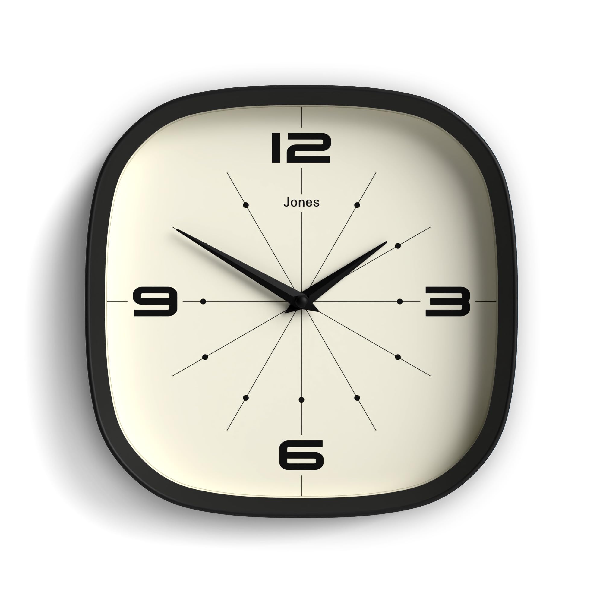 Jones Clocks® Pulsar wall clock, Black, 25 x 25 x 5 cm