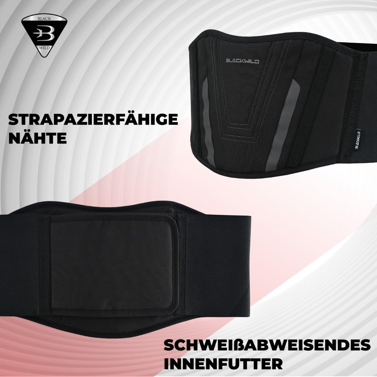 BLACKWILD - Cintura lombare per moto, unisex, colore nero primario stabilizzazione efficace della zona lombare, tiene al caldo i reni